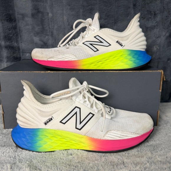 New Balance Shoes - New Balance Fresh Foam Roav Running Shoes Womens 8 White Rainbow Gradient